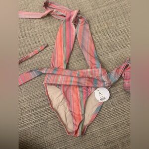 PQ Swim Multicolor Stripe One-Piece Swimsuit - Pink, Coral, Blue